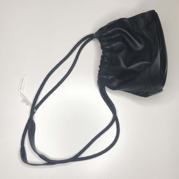 NWT URBAN OUTFITTERS VEGAN LEATHER BLACK LUCE DRAWSTRING SATCHEL BAG - Picture 2 of 9
